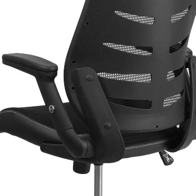 Emma And Oliver High Back Black Mesh Swivel Ergonomic Office Chair With Adjustable Flip-Up Arms 6 Emma And Oliver High Back Black Mesh Swivel Ergonomic Office Chair With Adjustable Flip-Up Arms - Image 4