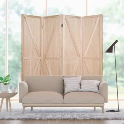 Costway 4Panels Folding Wooden Divider W/ V-shaped Design 5.6Ft Tall -Furniture Specialty Store GUEST 48447dc0 324c 4e54 8b1e 5ab458f22228