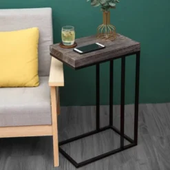 Breeze Casual C Shaped End Table Metal Frame Rustic Brown - Proman Products -Furniture Specialty Store GUEST 4851e11a 83bb 49d3 b741 e7166064b727