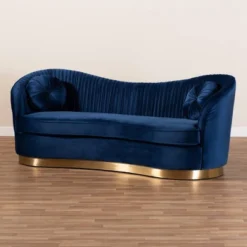 Nevena Velvet Sofa Blue - Baxton Studio -Furniture Specialty Store GUEST 48997861 6362 4450 8f1c 2be739aae2be