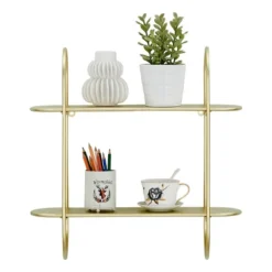 20" 2 Tier Warm Metal Hanging Bracket Wall Mounted Shelf Gold - Danya B. -Furniture Specialty Store GUEST 48b84b75 5da6 46c0 a278 626c6a9699ec