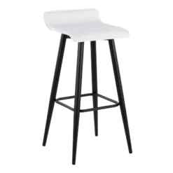 Set Of 2 Ale Faux Leather/Steel Barstools Black/White - LumiSource