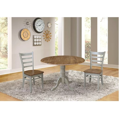 3pcs 42" Mase Dual Drop Leaf Dining Set With Emily Side Chairs Hickory - International Concepts 3 3pcs 42" Mase Dual Drop Leaf Dining Set With Emily Side Chairs Hickory - International Concepts