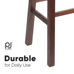 PJ Wood Classic Saddle-Seat 24" Tall Kitchen Counter Stools For Homes, Dining Spaces, And Bars W/ Backless Seats, 4 Square Legs, Walnut (Set Of 6) -Furniture Specialty Store GUEST 4ad5625c 8704 4c30 9c63 8733ca486163
