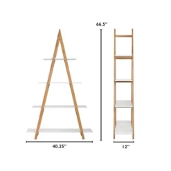 66.33" Abacus Ladder Bookshelf Oak And White - Universal Expert -Furniture Specialty Store GUEST 4c135dbc b760 4a37 977f 02e311edf7c6