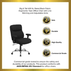 Emma And Oliver 400 Lb. Big & Tall Mid-Back Swivel Clean Line Stitch Ergonomic Task Office Chair -Furniture Specialty Store GUEST 4c40ede3 a67a 4bad 8107 963b5a3e4886