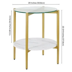 Gold Finish Side Table With Faux Marble Shelf - Henn&Hart -Furniture Specialty Store GUEST 4d526c45 d85d 43ba bc43 fbd1453e9631
