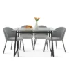 Mona+Nano 5 Piece Black Rectangular Clear Tempered Transparent Glass Table With 4 Upholstered Side Chairs-The Pop Maison -Furniture Specialty Store GUEST 4d7f2adb d13f 4842 b25d 188341c24d4f