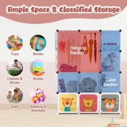 Costway 12-Cube Kids Wardrobe Baby Dresser Bedroom Armoire Clothes Hanging Closet With Door -Furniture Specialty Store GUEST 4d9a6a0e 5a36 40f7 884f 8ee3ec5d8bc3