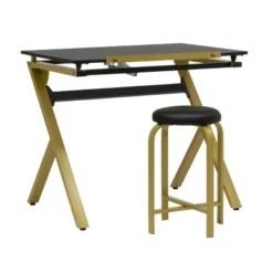 2pc Stellar Drawing Table With 36" Adjustable Top With Stool Set Black/Gold - Studio Designs -Furniture Specialty Store GUEST 4ded90c1 5f57 4ae5 aa4a e8047a0b115e