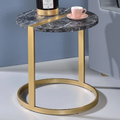 Aldergrove Round Side Table Gold/Black - MiBasics 3 Aldergrove Round Side Table Gold/Black - MiBasics