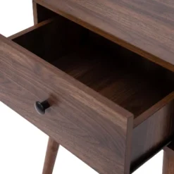 Flash Furniture Hatfield Mid-Century Modern One Drawer Wood Nightstand, Side Accent Or End Table With Soft Close Storage Drawer, Dark Walnut -Furniture Specialty Store GUEST 4e6f42ad 8f97 49eb 8cb3 8d8f6fa63bd8
