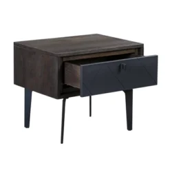 Cross Solid Oak And Metal Nightstand Dark Gray - Armen Living -Furniture Specialty Store GUEST 4e897092 7e63 4561 98fb 899b1569227c
