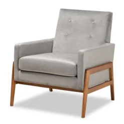Perris Mid-Century Modern Velvet Fabric Upholstered Wood Lounge Chair - Baxton Studio -Furniture Specialty Store GUEST 4e921989 310d 4ff4 95cd ccf3b5489300