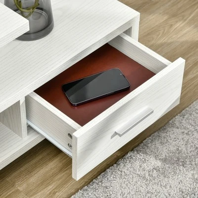 HOMCOM Modern TV Stand For TVs Up To 45", TV Cabinet With Storage Shelf And Drawer, Entertainment Center For Living Room Bedroom, White 6 HOMCOM Modern TV Stand For TVs Up To 45", TV Cabinet With Storage Shelf And Drawer, Entertainment Center For Living Room Bedroom, White - Image 4