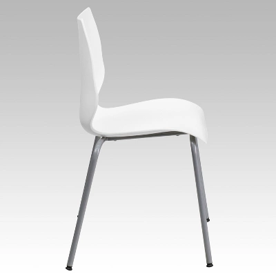 Flash Furniture HERCULES Series 770 Lb. Capacity White Stack Chair With Lumbar Support And Silver Frame 9 Flash Furniture HERCULES Series 770 Lb. Capacity White Stack Chair With Lumbar Support And Silver Frame - Image 7