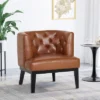 Clough Contemporary Faux Leather Tufted Accent Chair Cognac Brown/Dark Brown - Christopher Knight Home -Furniture Specialty Store GUEST 508795b5 3a7d 4e38 ae82 130ccd4c6a21