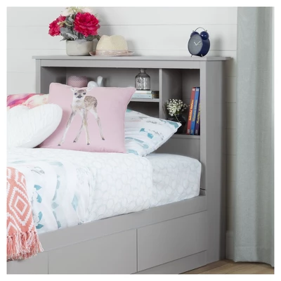 Twin Reevo Bookcase Headboard Soft Gray - South Shore 3 Twin Reevo Bookcase Headboard Soft Gray - South Shore