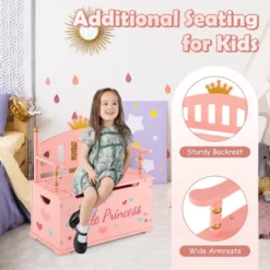 Costway Kids Princess Wooden Bench Seat Toy Box Storage Organizer Children Playroom Pink -Furniture Specialty Store GUEST 50f2c533 1b4f 4589 8413 fa2b9c1ea9c8