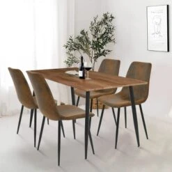 Charls+Bingo 5-Piece Metal Legs And 4 Upholstered Chairs Modern Rectangular Dining Table Furniture Set-The Pop Maison -Furniture Specialty Store GUEST 510447fa 0996 4927 b04d a9a2e1a6a668