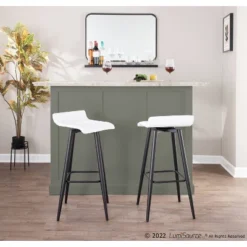 Set Of 2 Ale Faux Leather/Steel Barstools Black/White - LumiSource -Furniture Specialty Store GUEST 516dc014 3eb6 4ba7 be39 5f75511a6205