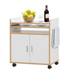 Costway Rolling Kitchen Trolley Microwave Cart Storage Cabinet W/ Removable Shelf White -Furniture Specialty Store GUEST 519f9fa0 1ffd 4053 90b5 ce61271423de