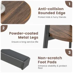 Costway 2PCS 2-Tier Bedside End Table Round Nightstand For Bedroom Living Room Brown/Walnut -Furniture Specialty Store GUEST 546eb9e4 c7ae 479c 86fc 2c0ac83eddb5