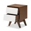 Hildon Mid - Century Modern Wood 2 - Drawer Storage Nightstand - White, "Walnut" Brown - Baxton Studio -Furniture Specialty Store GUEST 548470ea f4f5 4f53 89db edb7a0f31fbe