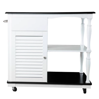 Denrard Rolling Kitchen Island With Storage White/Black - Aiden Lane 8 Denrard Rolling Kitchen Island With Storage White/Black - Aiden Lane - Image 6