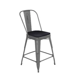 Emma And Oliver Clear Coated Metal Stool With Backrest And Polyresin Seat For Indoor Use Only -Furniture Specialty Store GUEST 5535039c 9f28 450b b97c 4601464fe7d7