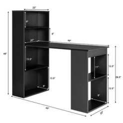 Costway Computer Desk Writing Workstation Office W/6-Tier Storage Shelves WhiteBlack -Furniture Specialty Store GUEST 559c7a52 c07c 4e22 a34d d9257fd69439