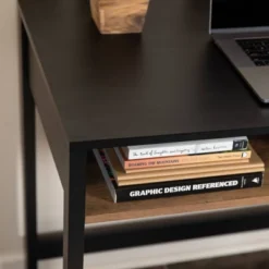 Oslo Contemporary Studio Workstation Desk With Drawer Black/Brown - Danya B. -Furniture Specialty Store GUEST 55f85c5e 3bde 4738 b03b 71d8f386c643