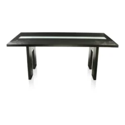 7pc Stevenson Glass Insert Open Shelf W/Led Lights Dining Table Set Black - HOMES: Inside + Out -Furniture Specialty Store GUEST 56180ad8 1b23 414c 865f 728419c865cc