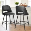 26.5" Edwin Upholstered Counter Height Stool (Set Of 2) Black Leg-The Pop Maison