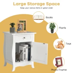 Tangkula 2PCS Wooden Accent End Table With Drawer Storage Floor Cabinet For Living Room, Bedroom, Hallway -Furniture Specialty Store GUEST 56856723 5f24 4c39 b2bf e5caa4eefff5