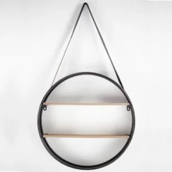 33" Round Metal And Wood Hanging Wall Shelf Brown - American Art Decor -Furniture Specialty Store GUEST 57e532fd 8273 4614 b8f6 14feb4b6bedc