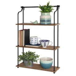 20" X 32" Walters Wood/Metal 3 Tier Shelving Brown - Kate & Laurel All Things Decor -Furniture Specialty Store GUEST 57f33bc0 903f 4b14 8b85 06c4bc50e92f