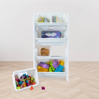 UNiPLAY Toy Organizer With 6 Removable Storage Bins And Block Play Panel, Multi-Size Bin Organizer 8 UNiPLAY Toy Organizer With 6 Removable Storage Bins And Block Play Panel, Multi-Size Bin Organizer - Image 6