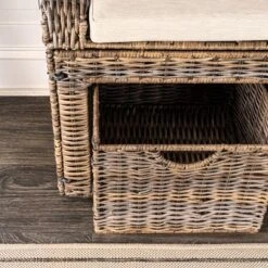 Happimess Palermo 34.50" 2 Drawer Wicker Storage Bench, Gray -Furniture Specialty Store GUEST 58a83ef7 05eb 4be6 ae64 9ed41fb189dd
