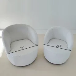 Set Of 2 Fannie 25.60'' Wide Small Size Boucle Upholstered 360° Swivel Barrel Chair-The Pop Maison -Furniture Specialty Store GUEST 591f9ca8 7036 49d0 8df2 b1ff2658be1c