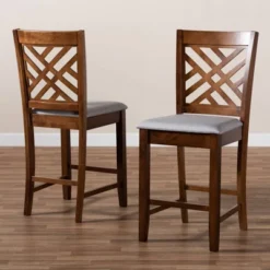 Set Of 2 Caron Fabric Upholstered Wood Counter Height Pub Chair Set Gray/Walnut - Baxton Studio -Furniture Specialty Store GUEST 596dcca4 caa9 46e6 b443 3ead3188568d