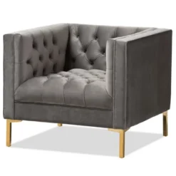 Zanetta Luxe And Glamour Velvet Upholstered Gold Finished Lounge Chair - Baxton Studio -Furniture Specialty Store GUEST 59b4c1a3 e154 43d4 b554 cf8d537eab46