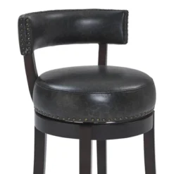30" Corbin Faux Leather Wood Swivel Barstool Gray Onyx - Armen Living -Furniture Specialty Store GUEST 59c4c293 b7a3 4b60 8396 e6c062b06ec2