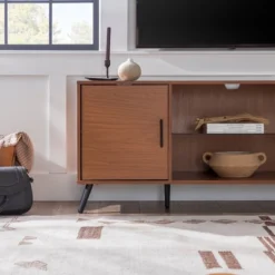 2 Door Mid-Century Modern Wood Storage TV Stand For TVs Up To 65" - Saracina Home -Furniture Specialty Store GUEST 59d9ba89 cb9a 4256 a9ae e85782706a5a