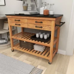 Coastal Wood Kitchen Cart Brown - Olivia & May 33 Coastal Wood Kitchen Cart Brown - Olivia & May -Furniture Specialty Store GUEST 59dcfe2d d546 4900 a231 3ce0156473ae