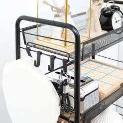 HOMCOM 5 Tier Utility Rolling Cart, Metal Storage Cart, Kitchen Cart With Removable Mesh Baskets, For Living Room, Laundry, Garage And Bathroom, Black -Furniture Specialty Store GUEST 59eade0e 4817 42f6 a8d8 87054bdb660c