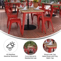 Flash Furniture Declan Commercial Indoor/Outdoor Dining Table With Umbrella Hole, 30" X 60" All Weather Poly Resin Top And Steel Base 18 Flash Furniture Declan Commercial Indoor/Outdoor Dining Table With Umbrella Hole, 30" X 60" All Weather Poly Resin Top And Steel Base -Furniture Specialty Store GUEST 5a3f83dc 965c 4437 86c2 b38d77273e60