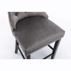 Set Of 2 Velvet Upholstered Barstools With Button Tufted Decoration, Chrome Nailhead Trim And Wooden Legs-ModernLuxe 21 Set Of 2 Velvet Upholstered Barstools With Button Tufted Decoration, Chrome Nailhead Trim And Wooden Legs-ModernLuxe -Furniture Specialty Store GUEST 5a76b0ea 91ba 45a2 873c 9aad38ade4f9