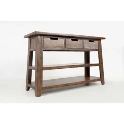 Wooden Sofa Table With 3 Drawers & 2 Shelves Brown - Benzara