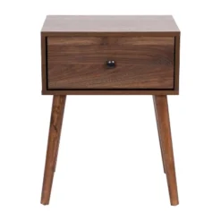 Flash Furniture Hatfield Mid-Century Modern One Drawer Wood Nightstand, Side Accent Or End Table With Soft Close Storage Drawer, Dark Walnut -Furniture Specialty Store GUEST 5bce26da 232f 4af1 973a ccefa71c64e1